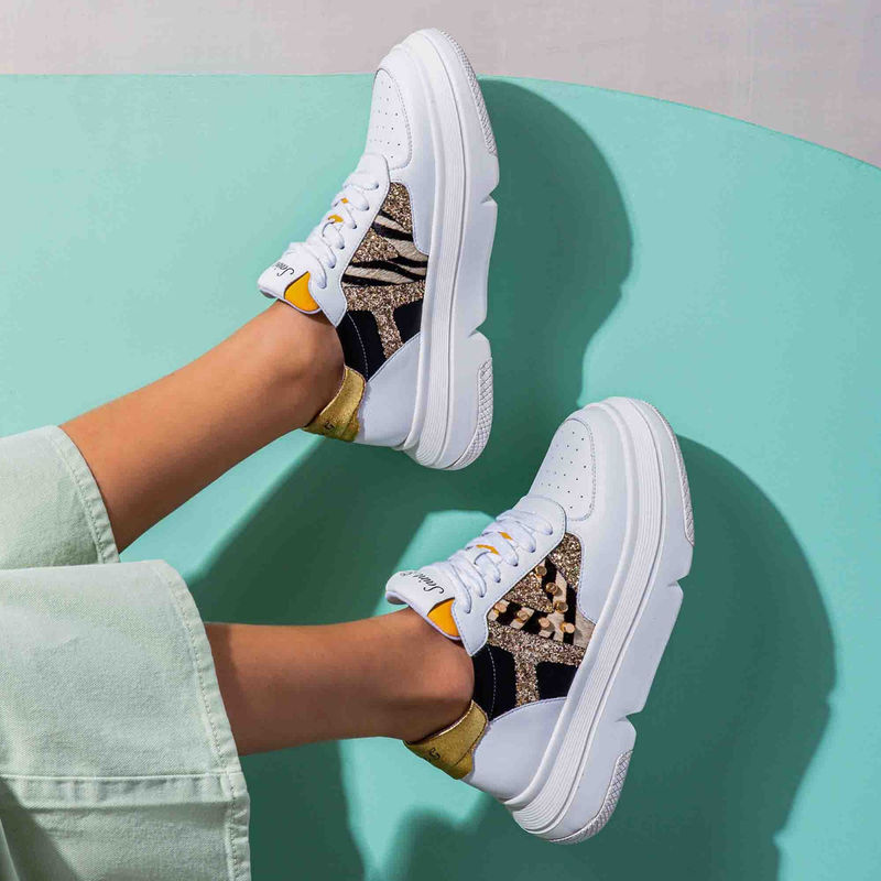 Saint G Antea Metal Studs Yellow & White Leather Sneakers (UK 3)