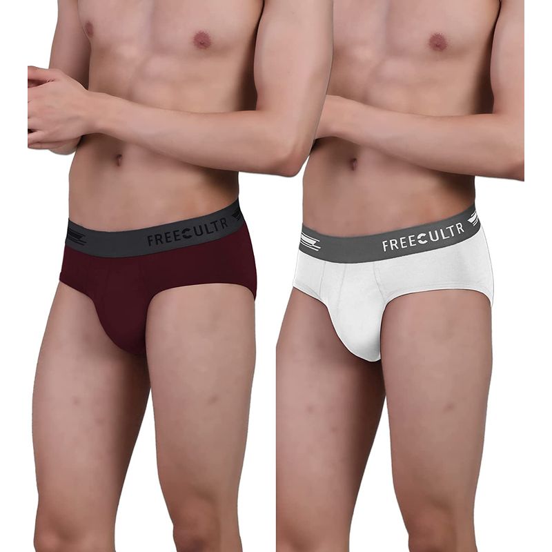 FREECULTR Men's Anti-Microbial Air-Soft Micromodal Underwear Brief, Pack of 2 - Multi-Color (S)