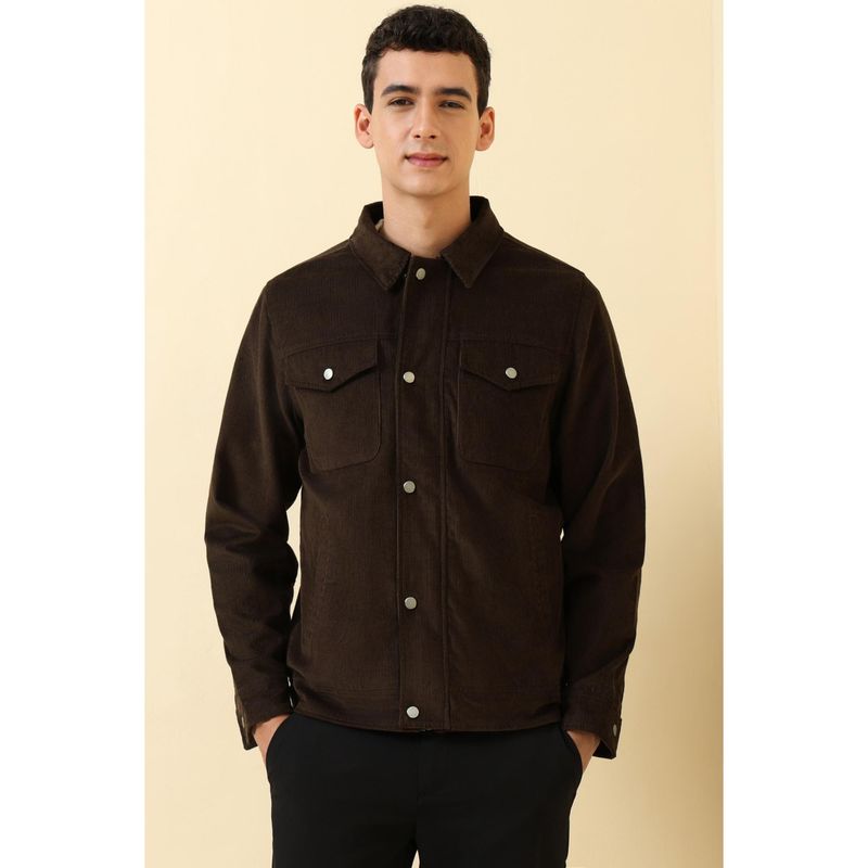 Allen Solly Brown Cotton Full Sleeves Jacket (S)