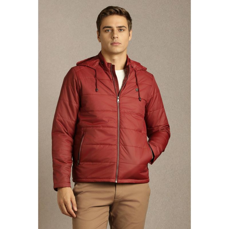 Louis Philippe Red Polyester Full Sleeves Jacket (S)