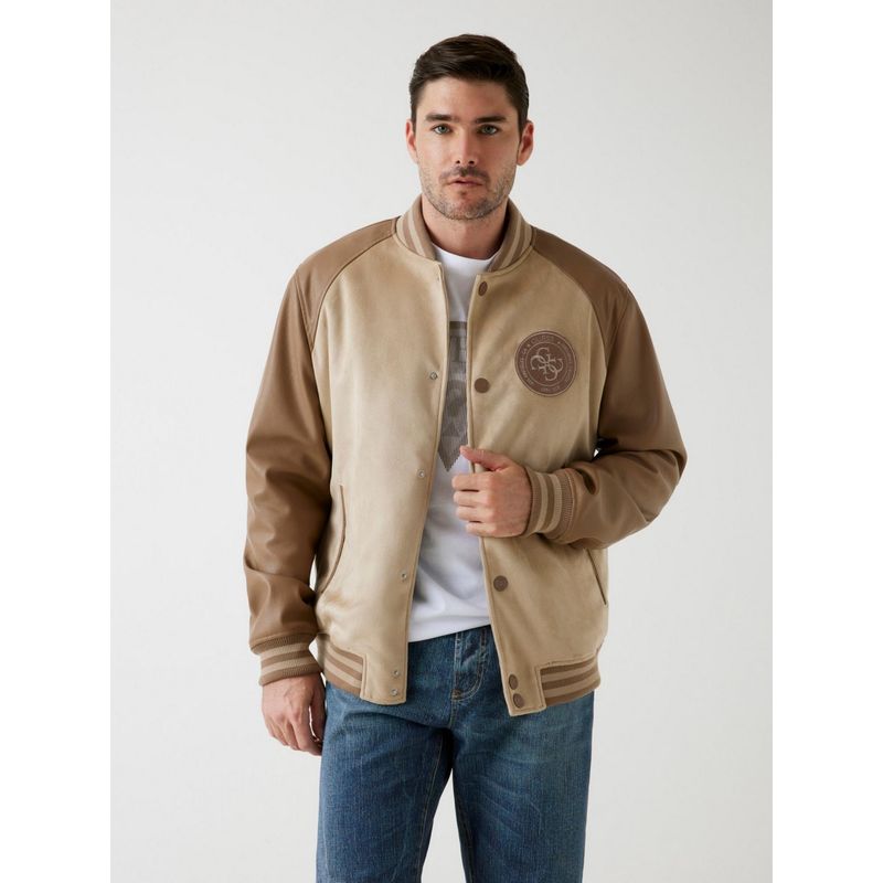 Guess Brown Polyester Full Sleeves Jacket (M)