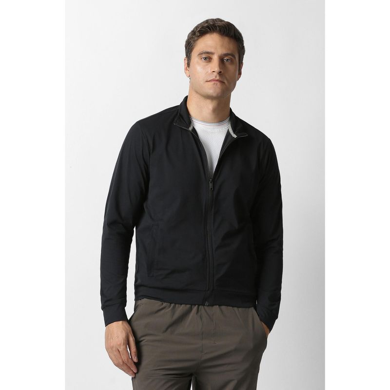 Van Heusen Black Polyester Full Sleeves Jacket (L)