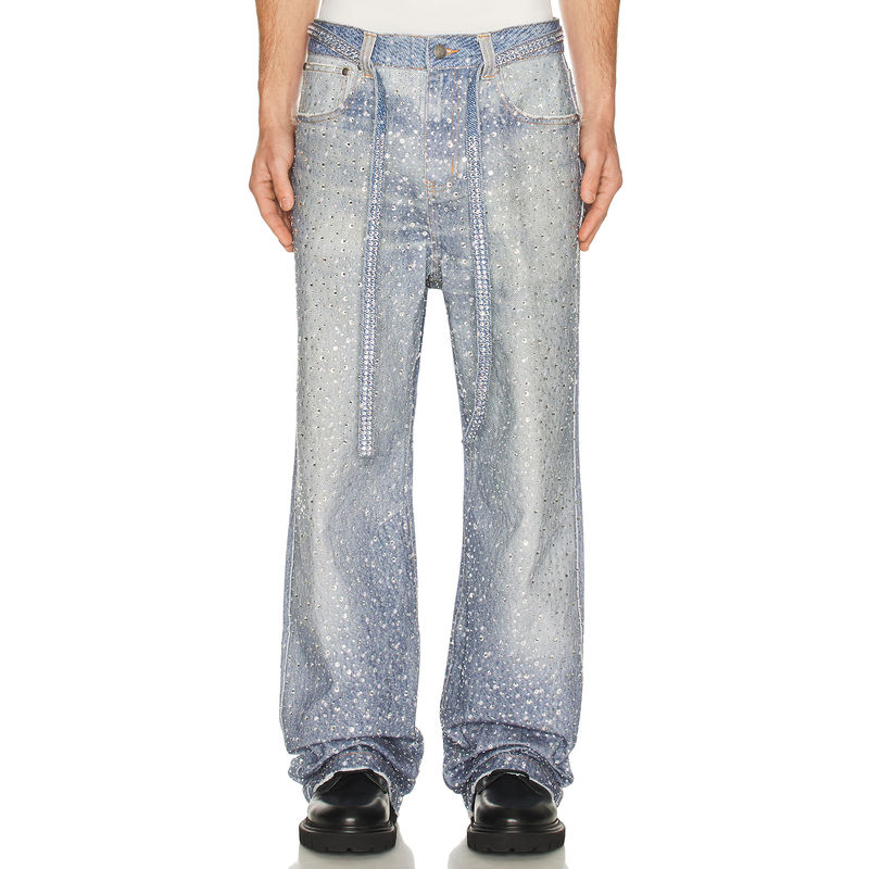 Birth Of Royal Child 3D Printing Washed 20K Swarovski Diamond Boro Pants (L)