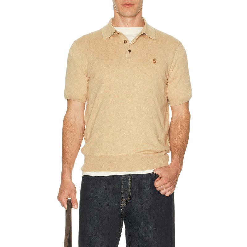 POLO RALPH LAUREN Short Sleeve Cotton Placket Pullover Sweater (XL/1X)