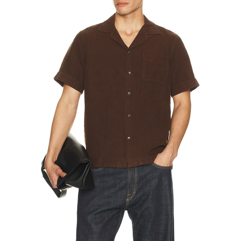 POLO RALPH LAUREN Short Sleeve Garment Dyed Linen Sport Shirt (L)