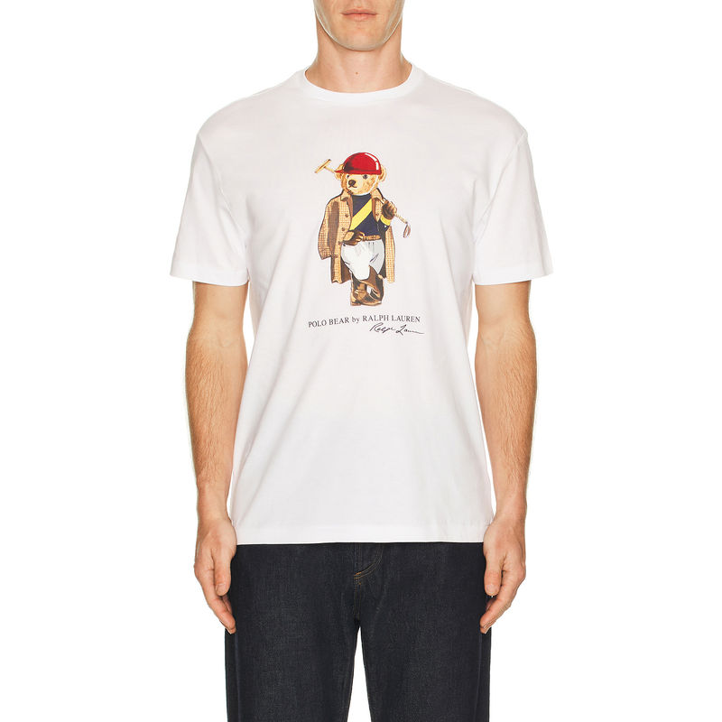 POLO RALPH LAUREN Short Sleeve Jersey Knit Novelty Polo Society Bear Tee (M)