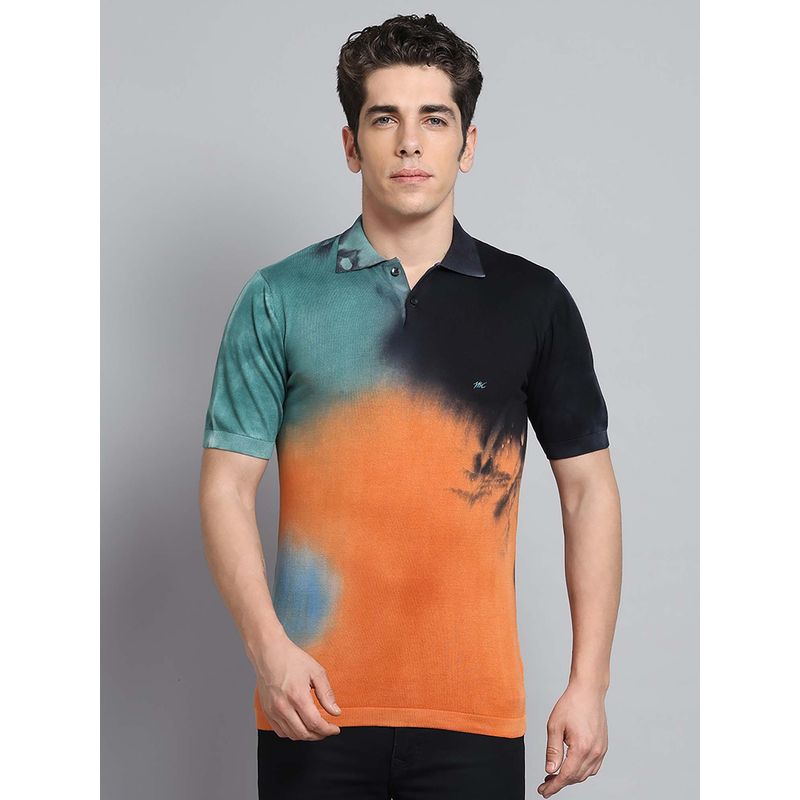Monte Carlo Mens Ombre Orange Collar Neck Half Sleeve Polo T-Shirt (2XL)