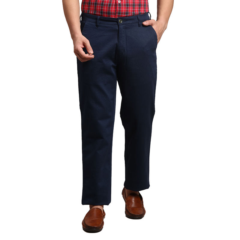 ColorPlus Tailored Fit Solid Blue Trouser (32)