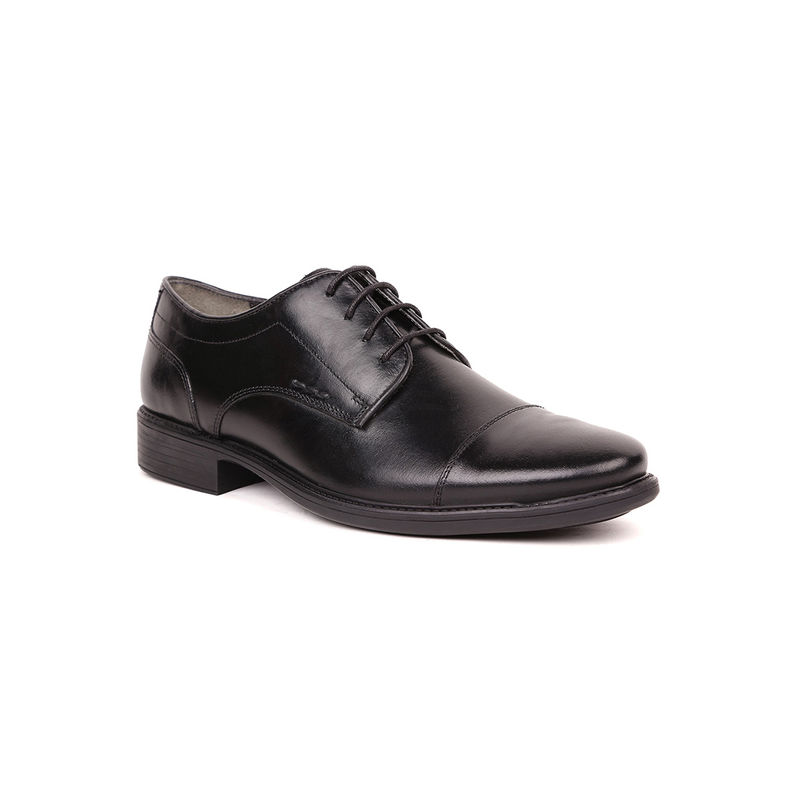 MASABIH Genuine Leather Black Toecap Laceup Derby Shoes (EURO 40)