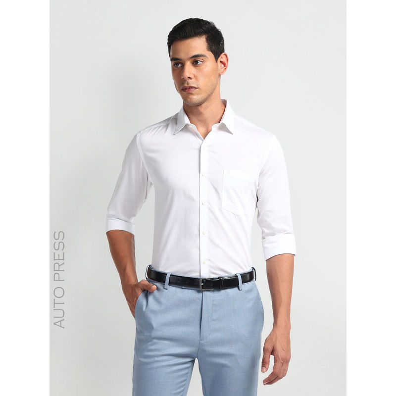 Arrow White Slim Fit Auto Press Shirt (40)