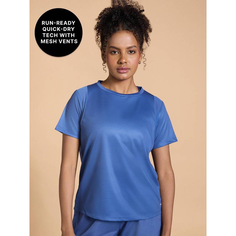 Running Stride Top with Breathe Easy Mesh Panels and Quick-Dry Fabri KIC044-Blue (L)