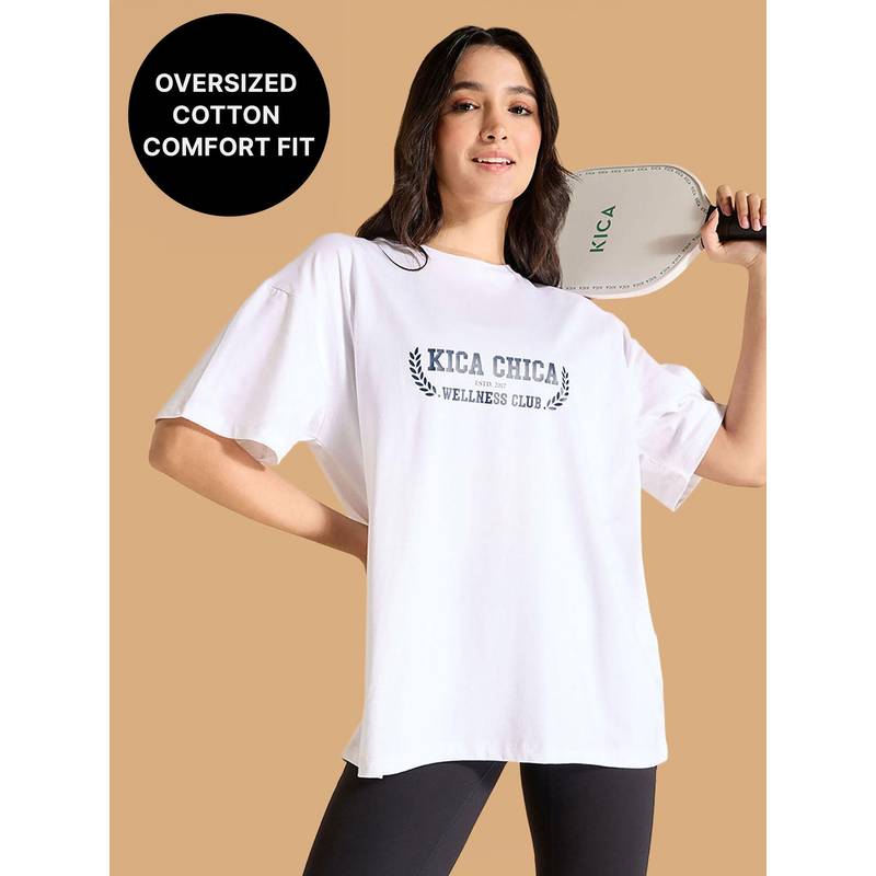 Kica Cotton Oversized Printed Graphic T Shirt - CourtCulture Collection (L)