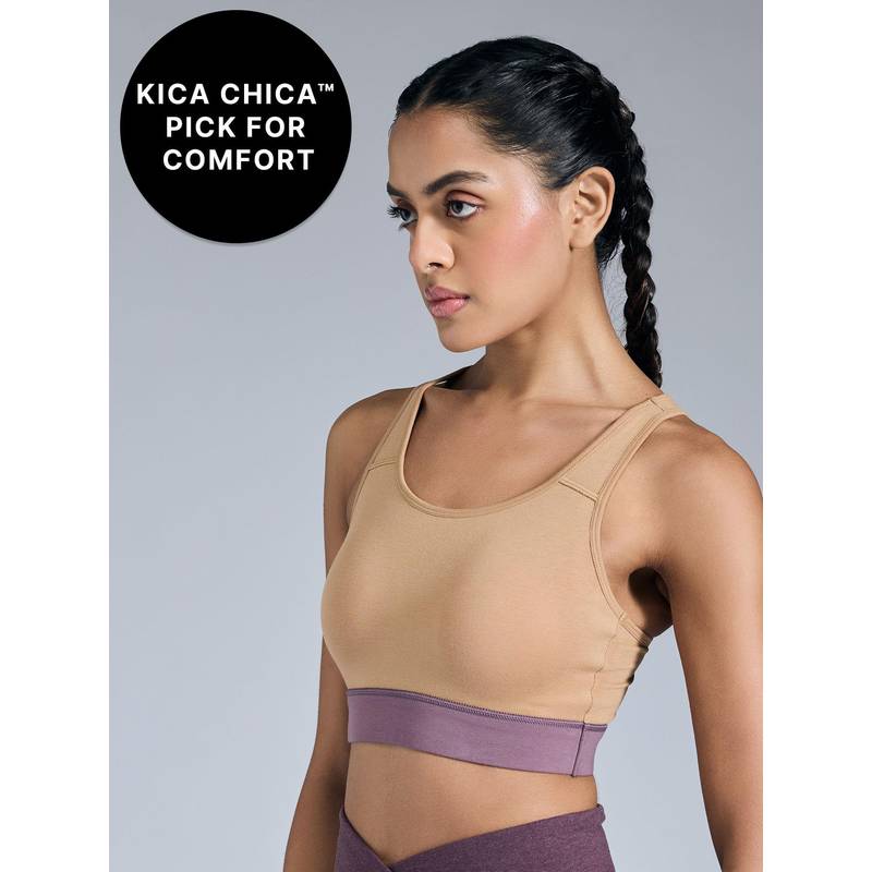Kica Cotton Slip-On Sports Bra with Removable Pads KIC104 -NUDE (2XL)