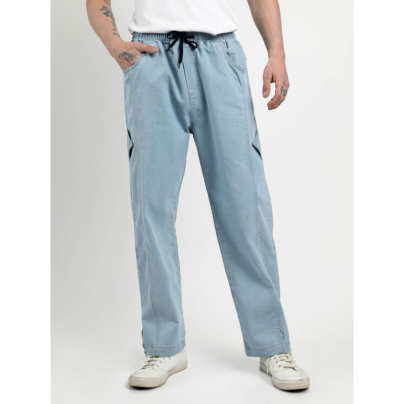 Campus Sutra Mens Light Blue Straight-Fit Denim Jeans (30)