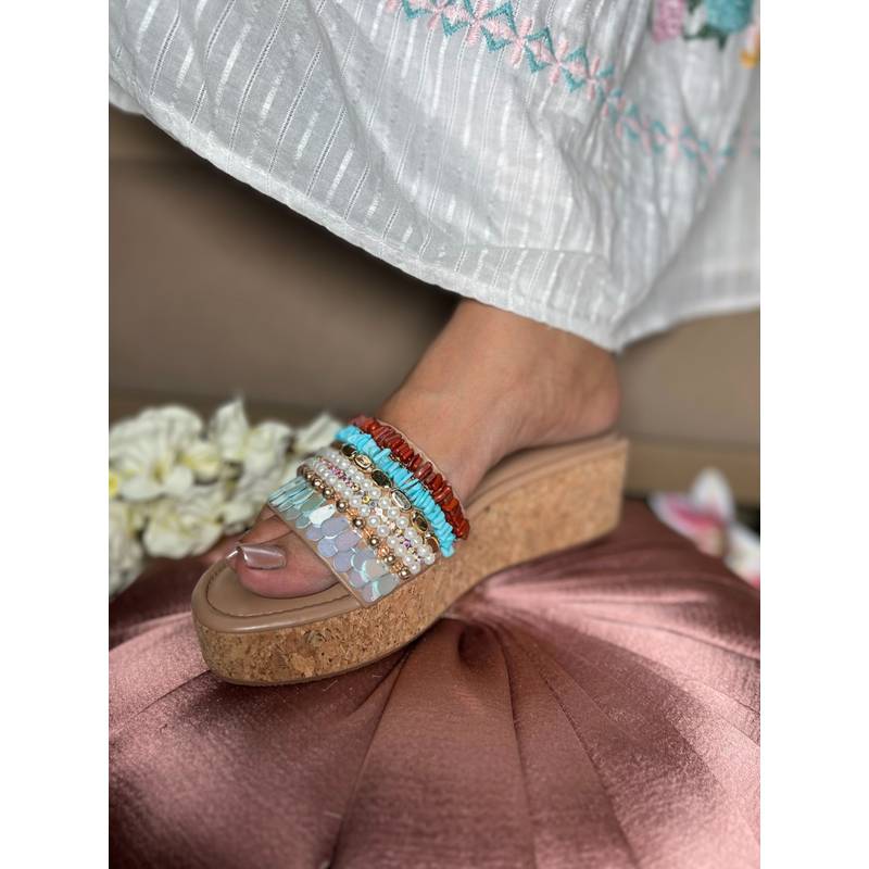 Sandal Stories Women Multi-Color Gulbahaar Multi-Beaded Sandals (EURO 39)