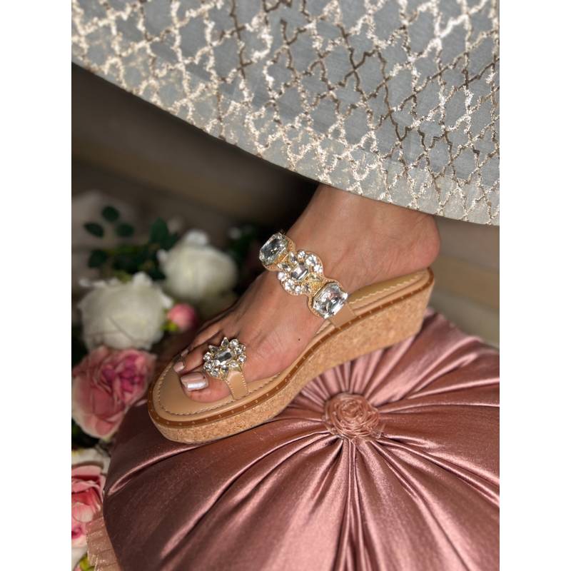 Sandal Stories Women Silver Aurora Crystal Gem Wedges Heels (EURO 36)