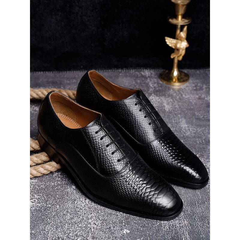 Louis Stitch Men Jet Black Premium Leather Dual Tone Patina Derby Shoes (UK 6)