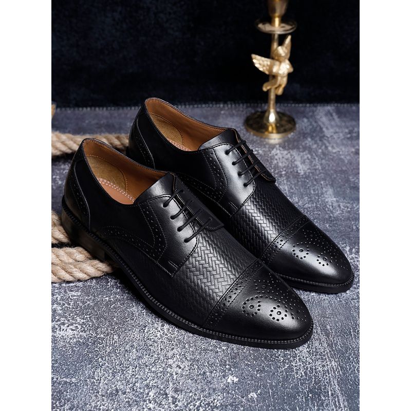 Buy Louis Stitch Blue Textured Italian Leather Handmade Oxfords