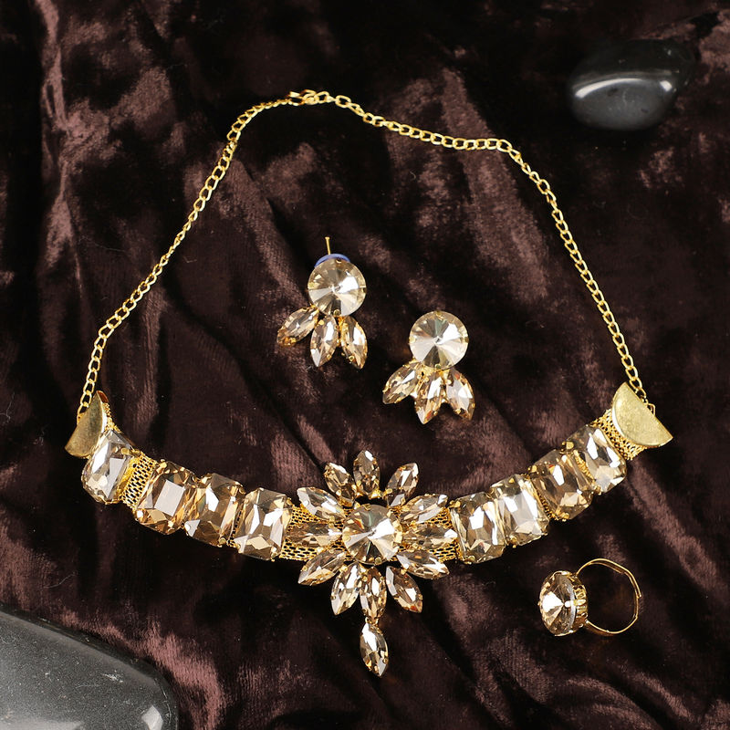 YERTTER Multi Layered Chain Crystal Rhinestone Choker Fully Diamond  Statement Necklace Wedding Jewelry for Women and Girls Gold  Amazonin  Jewellery