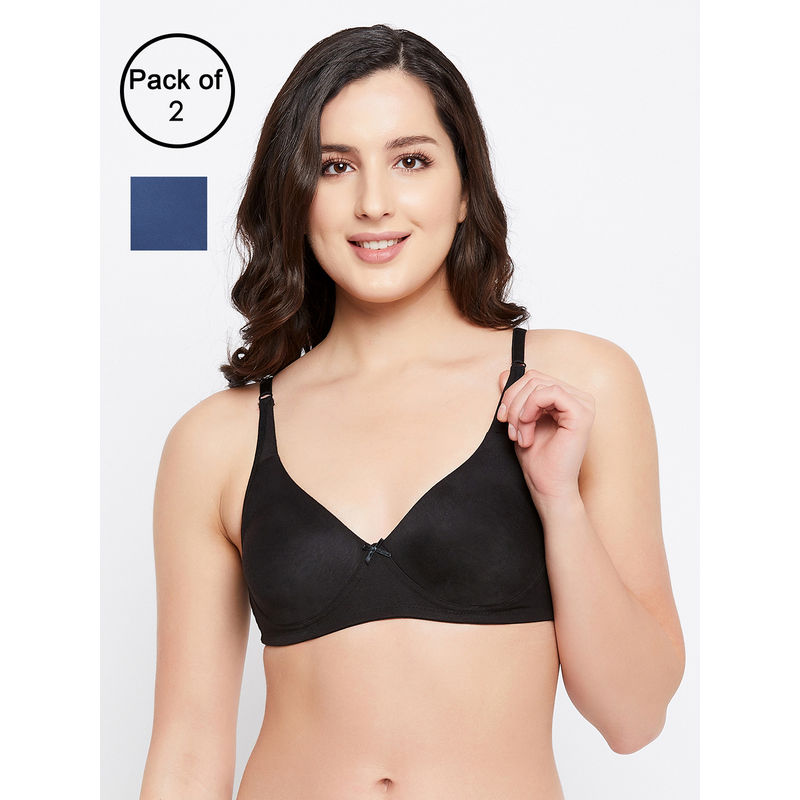 Clovia Cotton Pack of 2 Non-Padded Non-Wired Full Coverage T-Shirt Bra (32C)