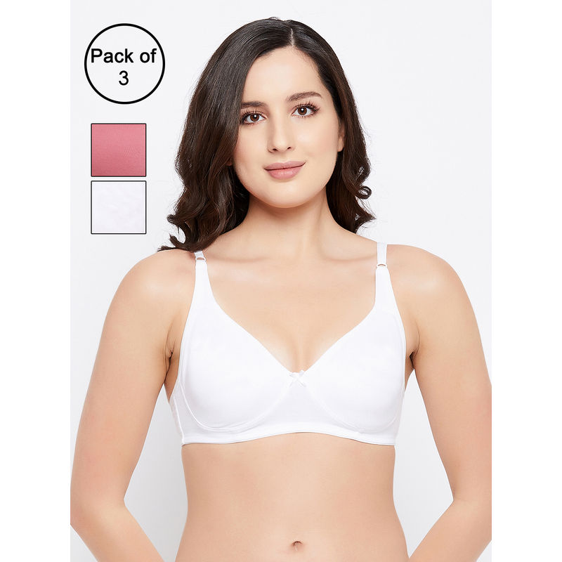Clovia Cotton Pack of 3 Non-Padded Non-Wired Full Coverage Bra (40D)