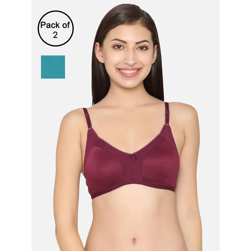 Clovia Cotton Pack of 2 Non-Padded Non-Wired Full Coverage Spacer Cup Bra (40B)
