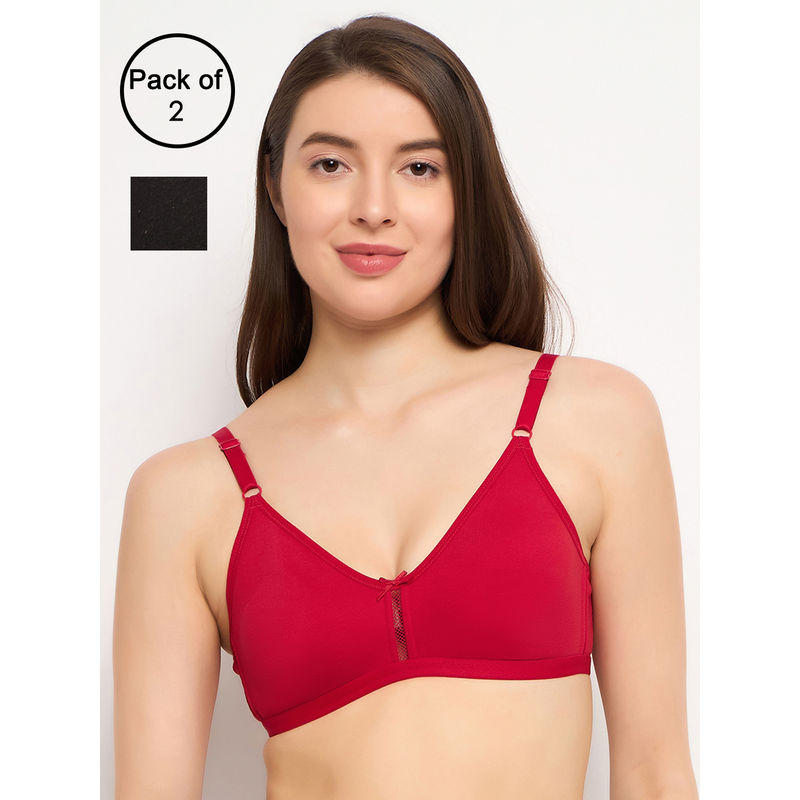 Clovia Cotton Pack of 2 Non-Padded Non-Wired Full Coverage Bra (34D)