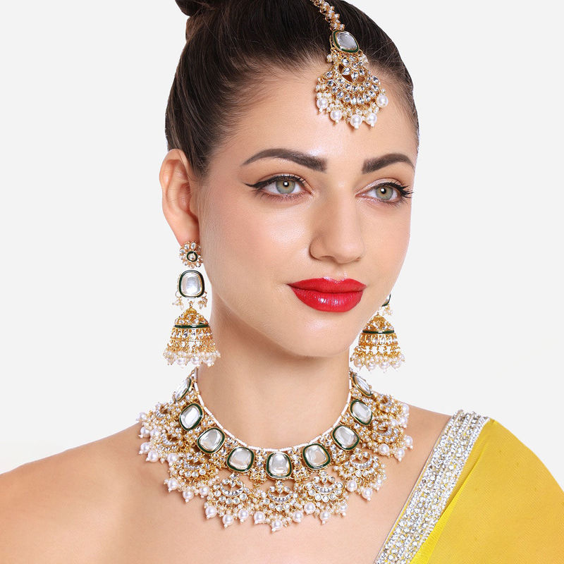 Casual Wear Classic Enameled Kundan Beads Necklace Set at Rs 480/set in