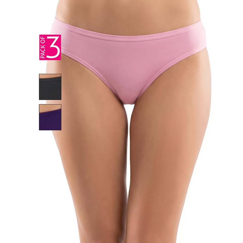 Clovia Multi-Color Cotton Low Waist Bikini Panties (Pack of 3) (L)