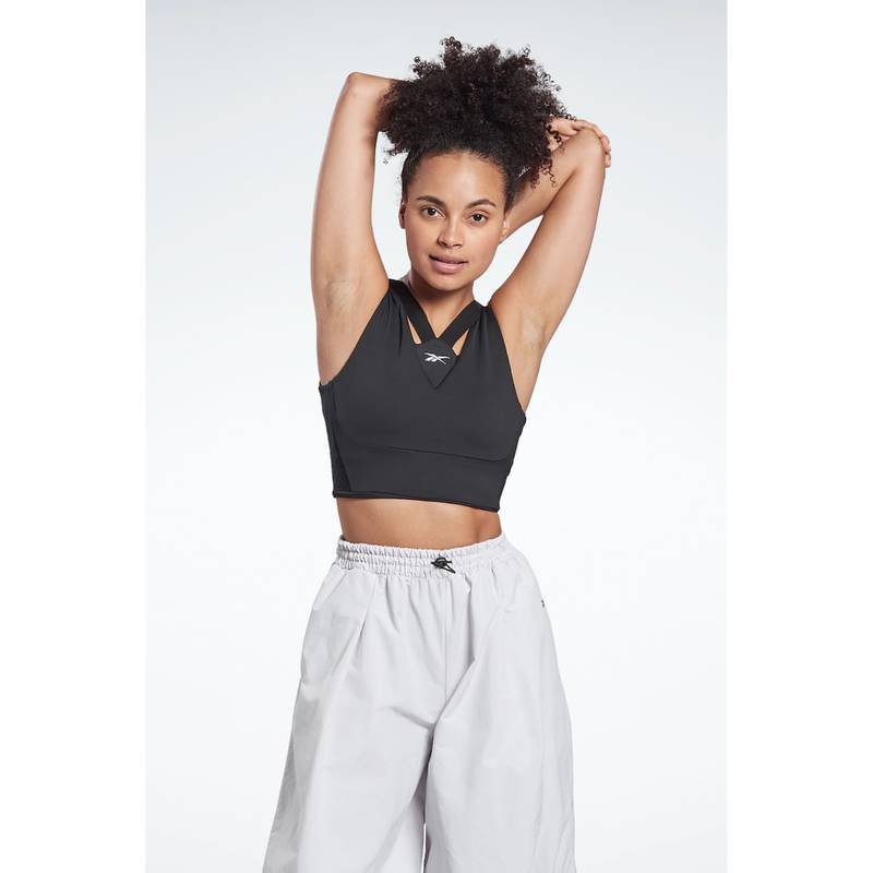 Reebok Womens Black Studio Fashion Sports Bra (L)