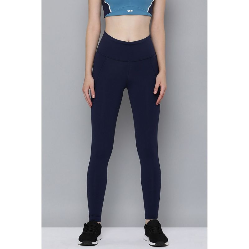 Reebok Womens Navy Blue Lux Tights (XS)