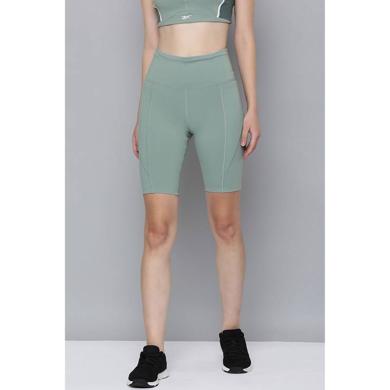 Reebok Womens Green Lux High Rise Bike Shorts (XS)