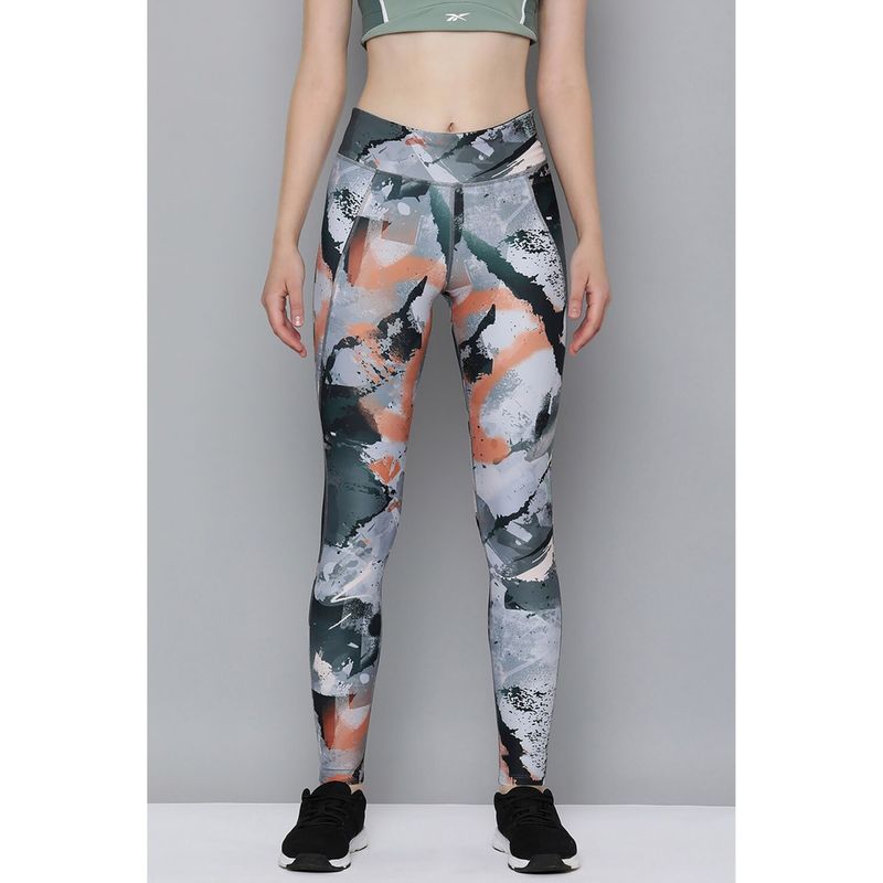 Reebok Womens Grey Lux Bold Printed Tights (XS)