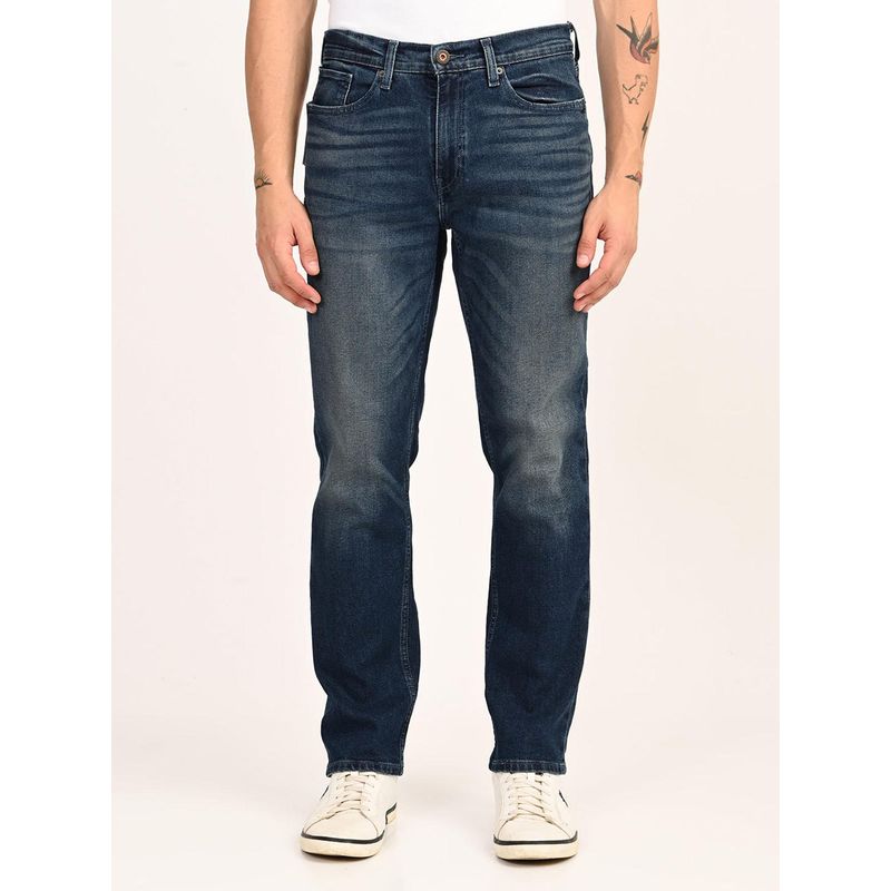 Levi's Mens 541 Dark-Blue Regular Tapered Fit Mid Rise Jeans (32)