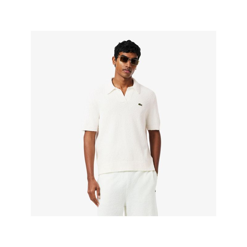 Lacoste Classic Fit Boucle Knit Polo T-Shirt - White (S)