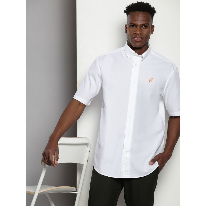 Tommy Hilfiger Solid Relaxed-Fit Seersucker Shirt (S)