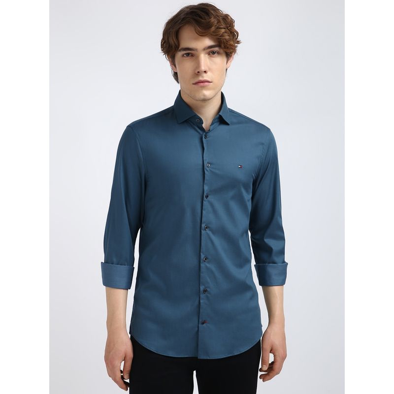 Tommy Hilfiger Solid Slim-Fit Dobby Woven Shirt (46)