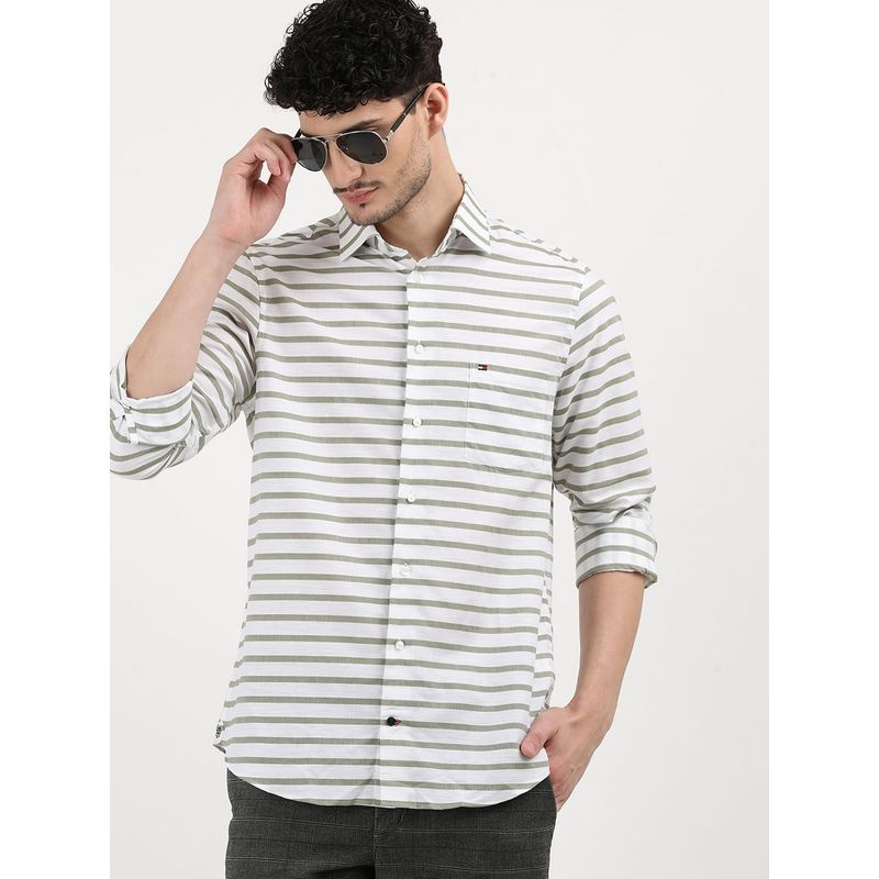 Tommy Hilfiger Striped Regular-Fit Dobby Woven Shirt (44)