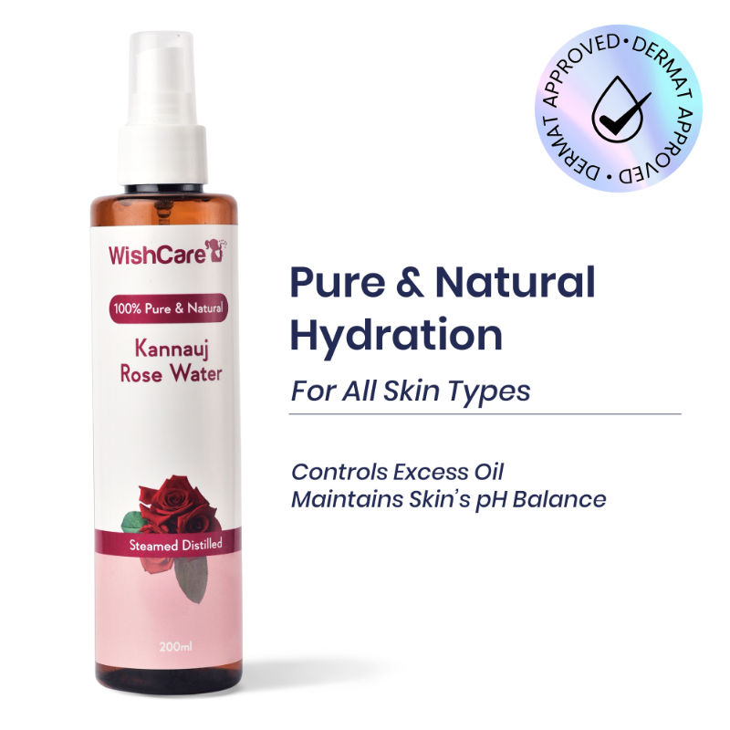 Wishcare Pure & Natural Kannauj Rose Water For Skin Face & Hair - Rose Water Spray Face Toner
