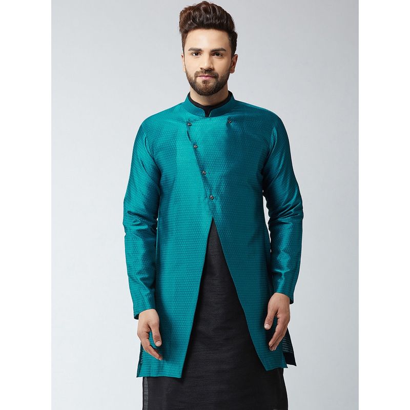 SOJANYA Silk Blend Peacock Blue Only Sherwani Jacket (XL)