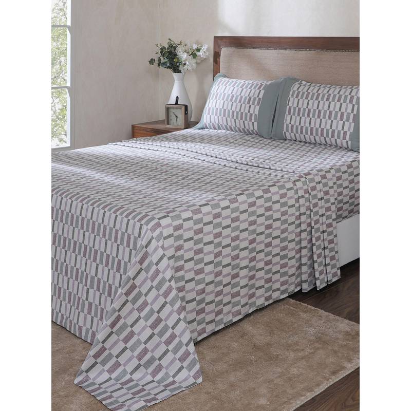 Maspar Multi-Color Cotton Bed Sheet with 2 Pillow Covers (Double)