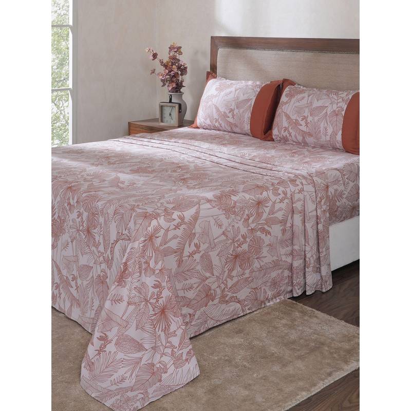Maspar Rust Cotton Bed Sheet with 2 Pillow Covers (Double)
