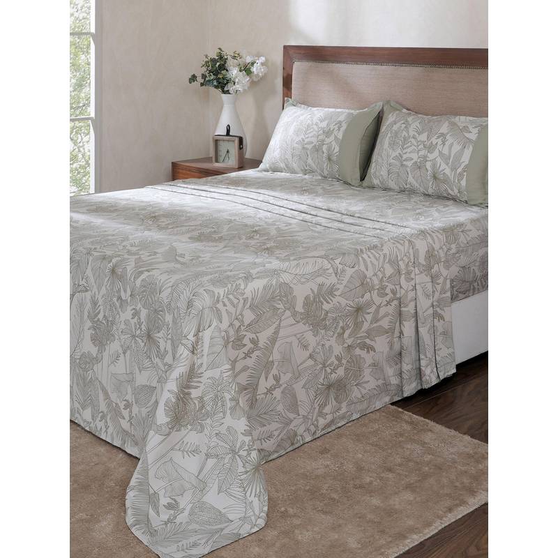 Maspar Green Cotton Bed Sheet with 2 Pillow Covers (Double)