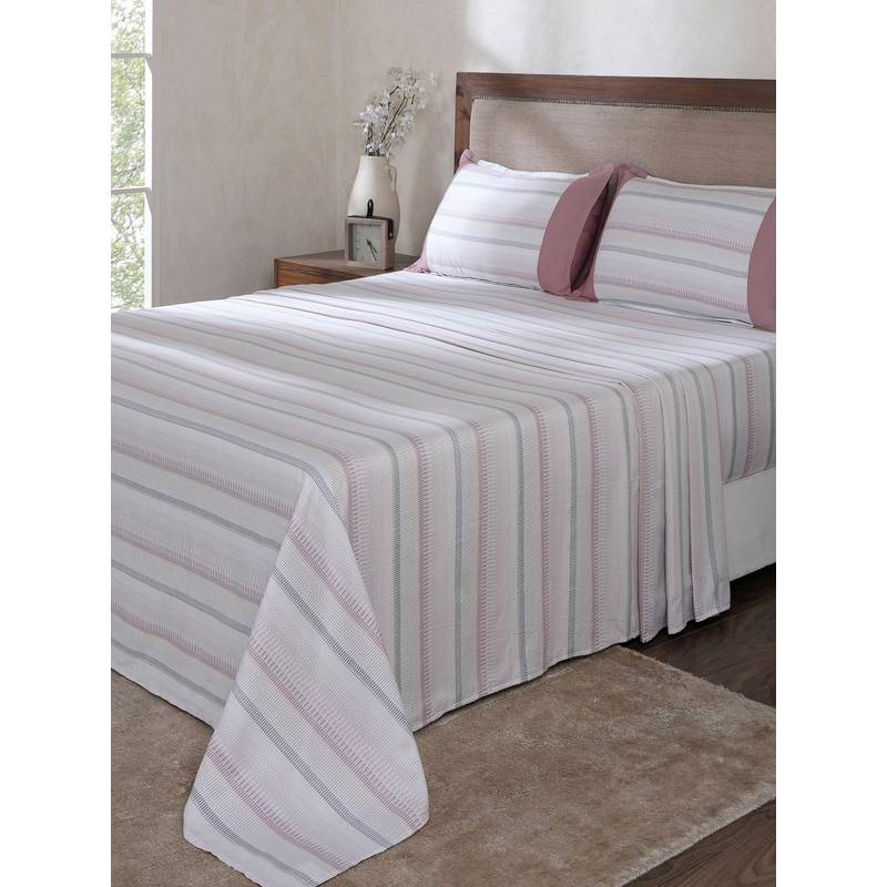 Maspar Multi-Color Cotton Bed Sheet with 2 Pillow Covers (Double)