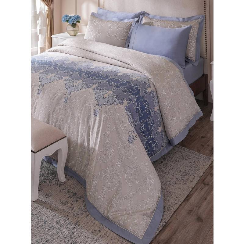 Maspar Blue Cotton Duvet Cover with 2 Pillow Covers (Double)