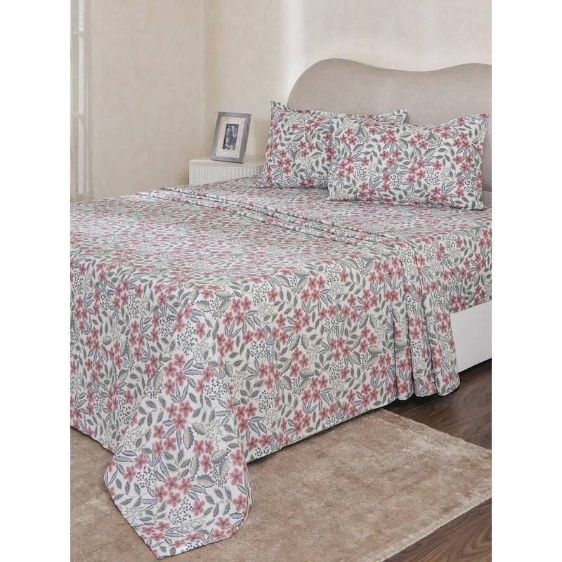 Maspar Multi-Color Cotton Bed Sheet with 2 Pillow Covers (Double)