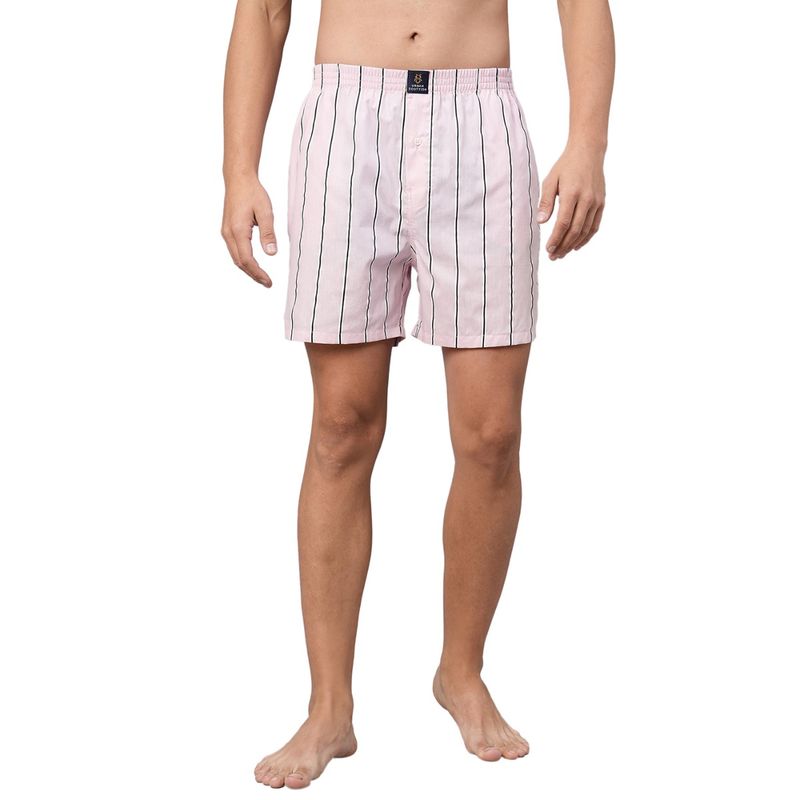 Urban Scottish Men Relaxed Pink Striped Boxer Shorts (XL)