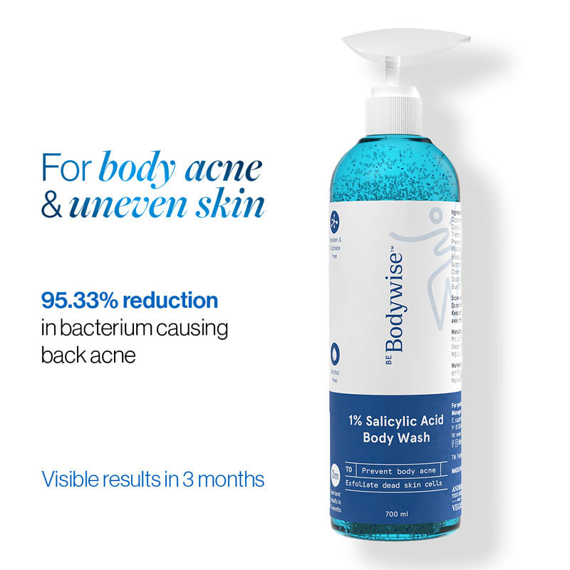 Be Bodywise 1% Salicylic Acid Body Wash, Treats Body Acne & Strawberry Skin - Exfoliating Shower Gel