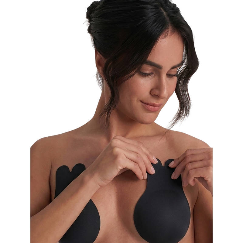 Rheal Curve Black Solid Nylon/Spandex Regular Fit Stick On Bra (2XL)