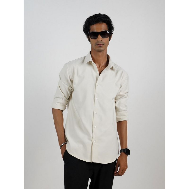 Eszett Men Beige Cotton Solid Casual Shirt (S)